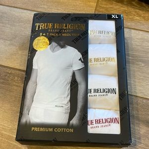 True Religion V Neck Tees XL 4 Pack